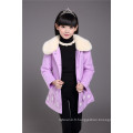 Mode enfants coréens long hiver robe en laine pardessus pour les filles fleur violet nouveau manteau conception